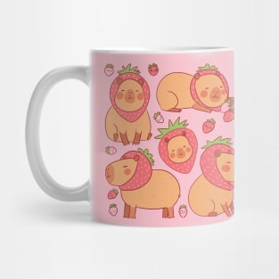 Cute capybara strawberry Mug